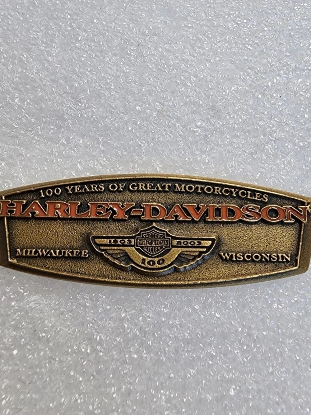 Harley-Davidson Men's Brass-tone Pin - Antique Gold 2003 100th Year Anniversary